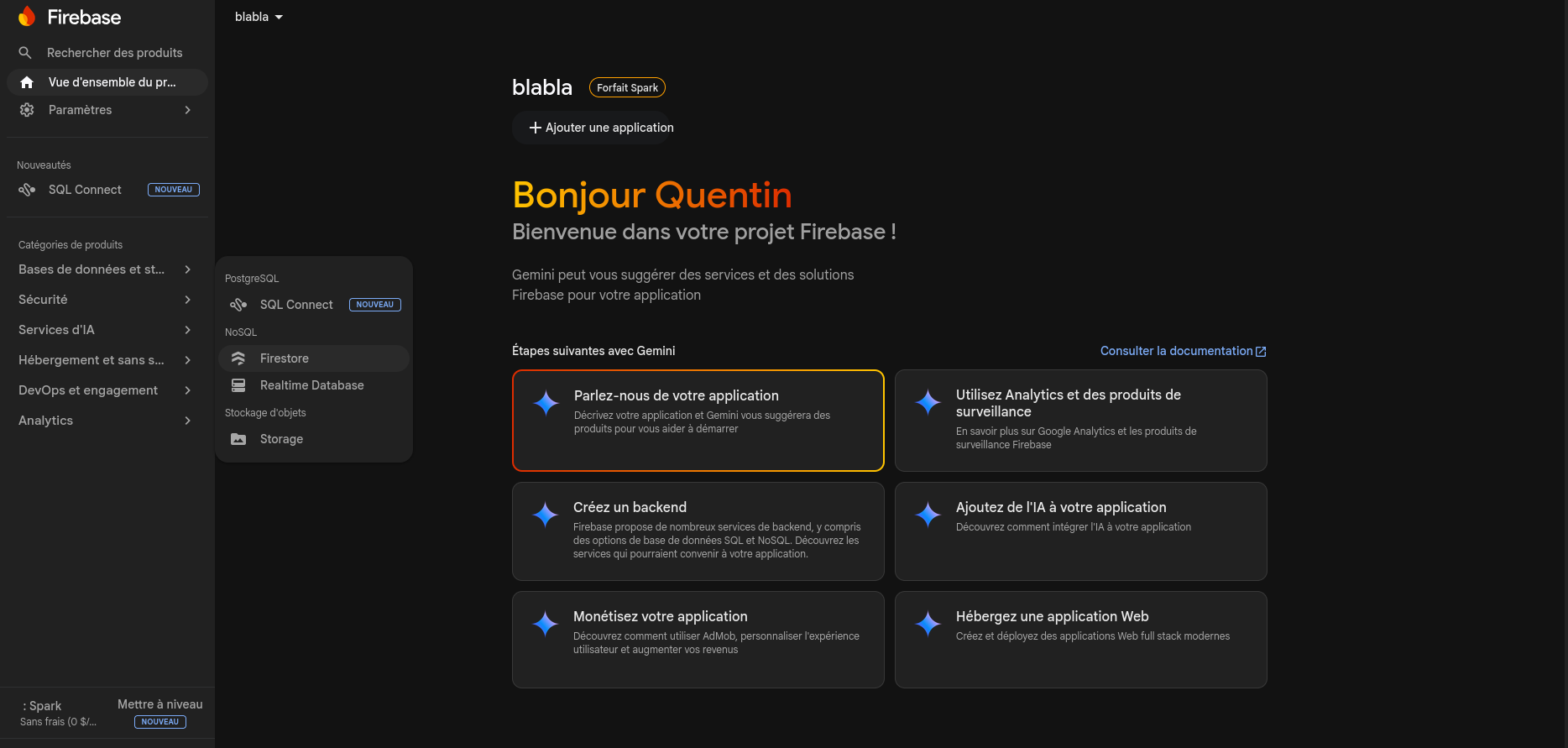 Firebase — enable Firestore